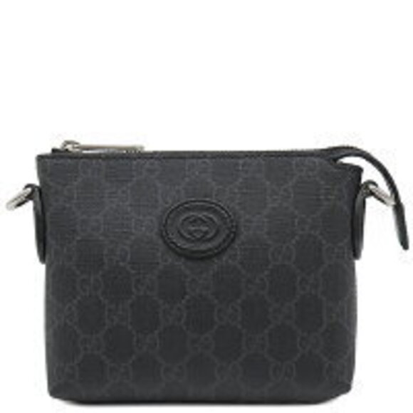 Gucci Interlocking GG Supreme Bag Black Shoulder Clutch - Picture 1 of 8